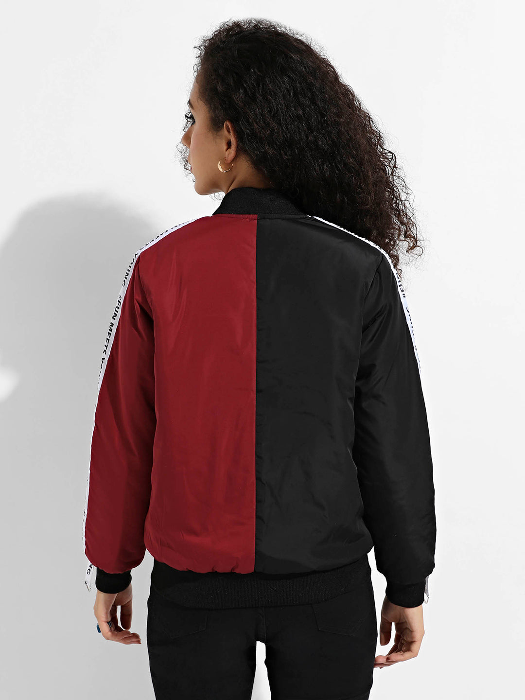 Zip-Front Colourblock Bomber Jacket