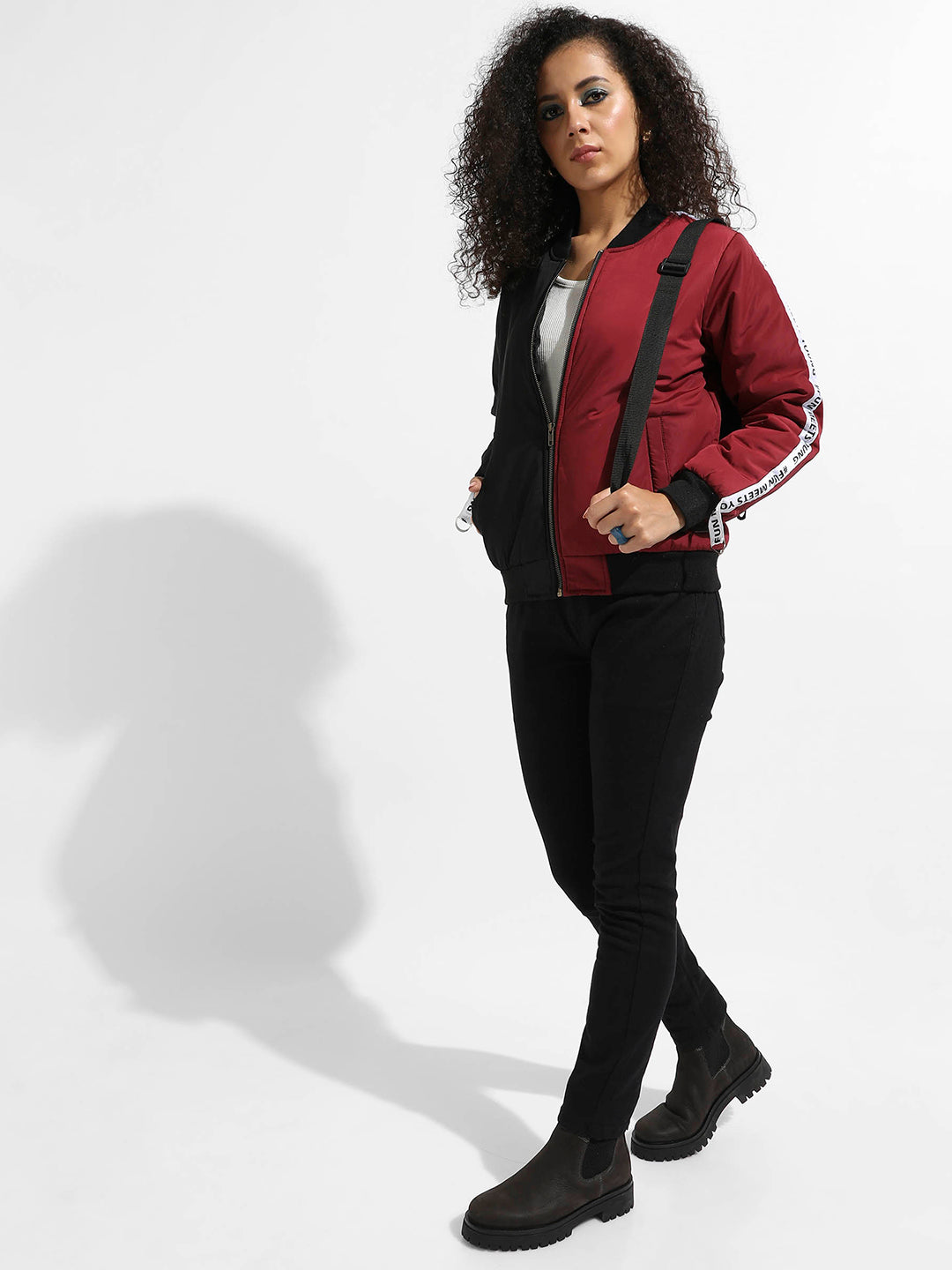 Zip-Front Colourblock Bomber Jacket