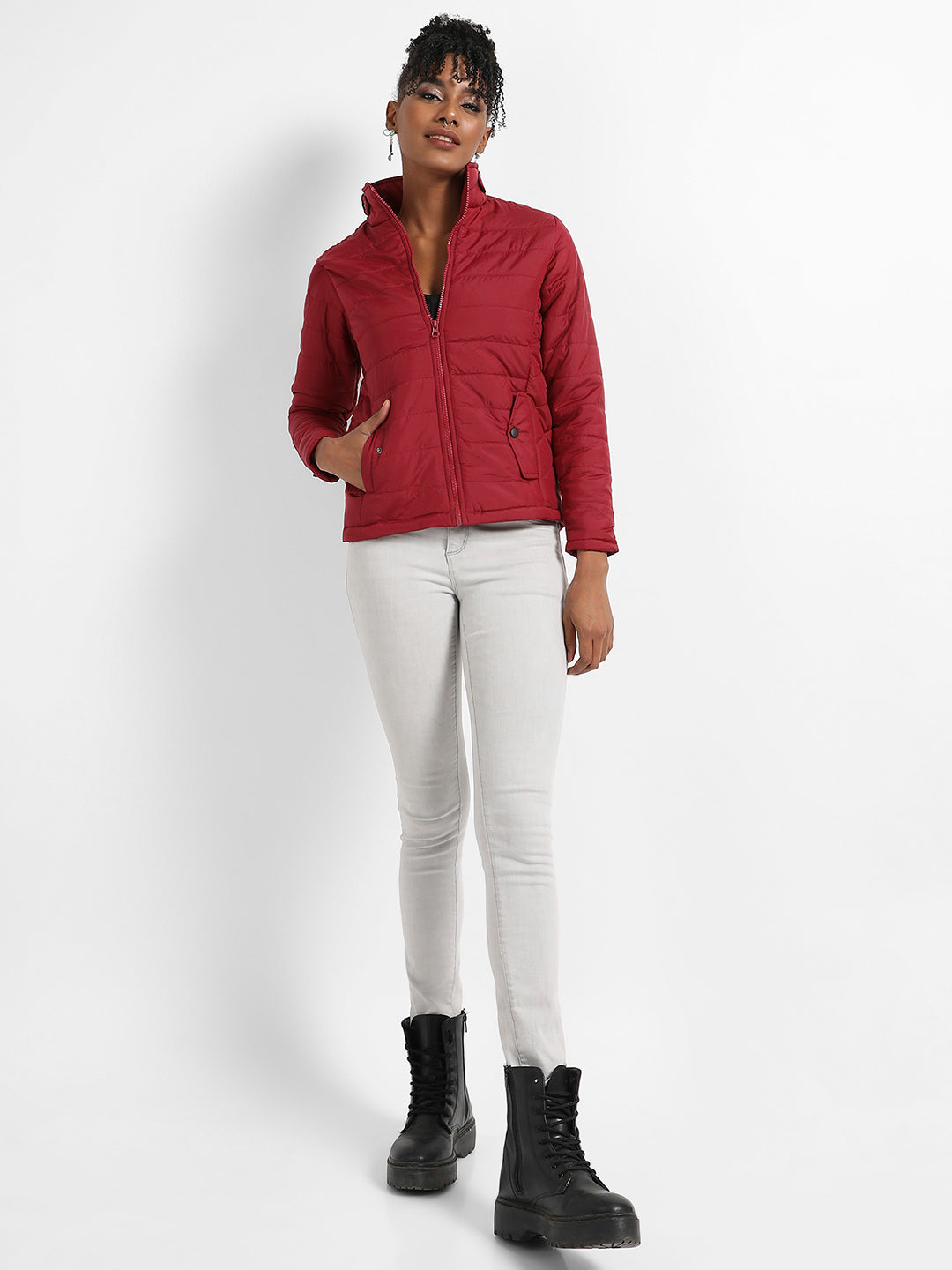 Puffer Jacket With Flap Insert Pockets