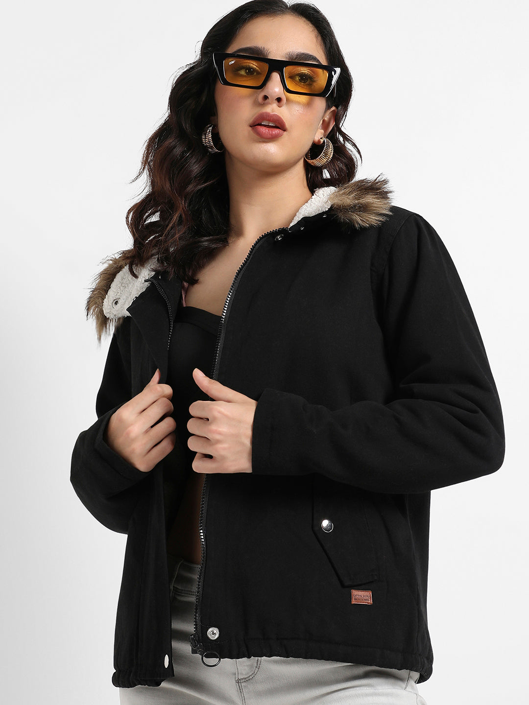 Zip-Front Jacket With Fur Details