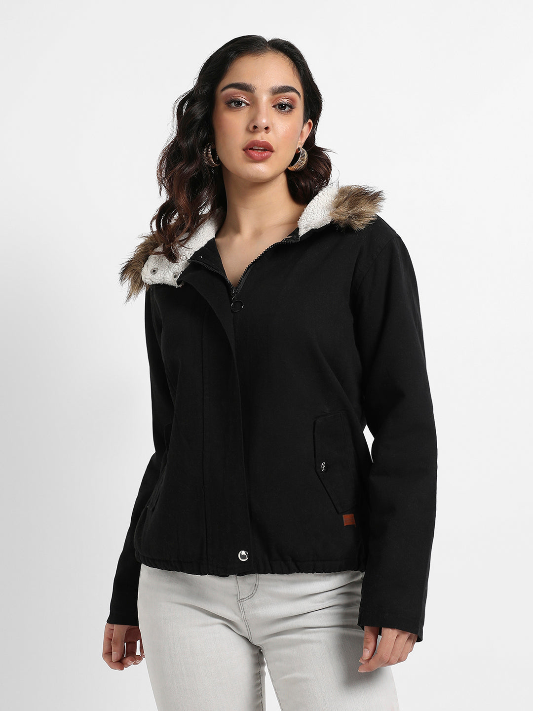 Zip-Front Jacket With Fur Details