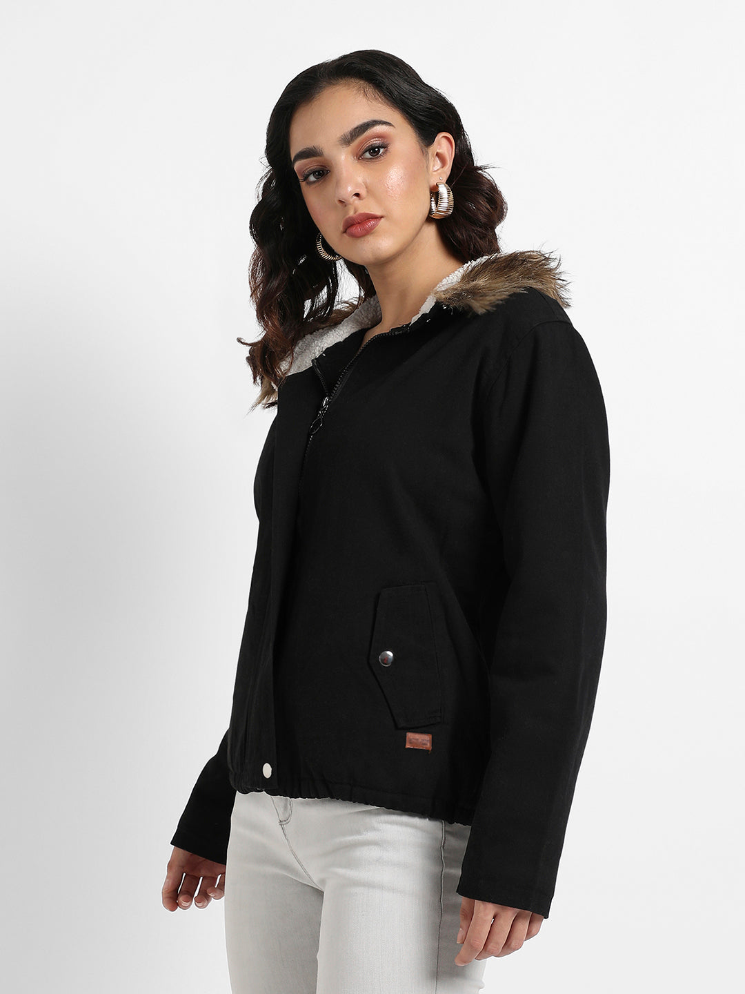 Zip-Front Jacket With Fur Details