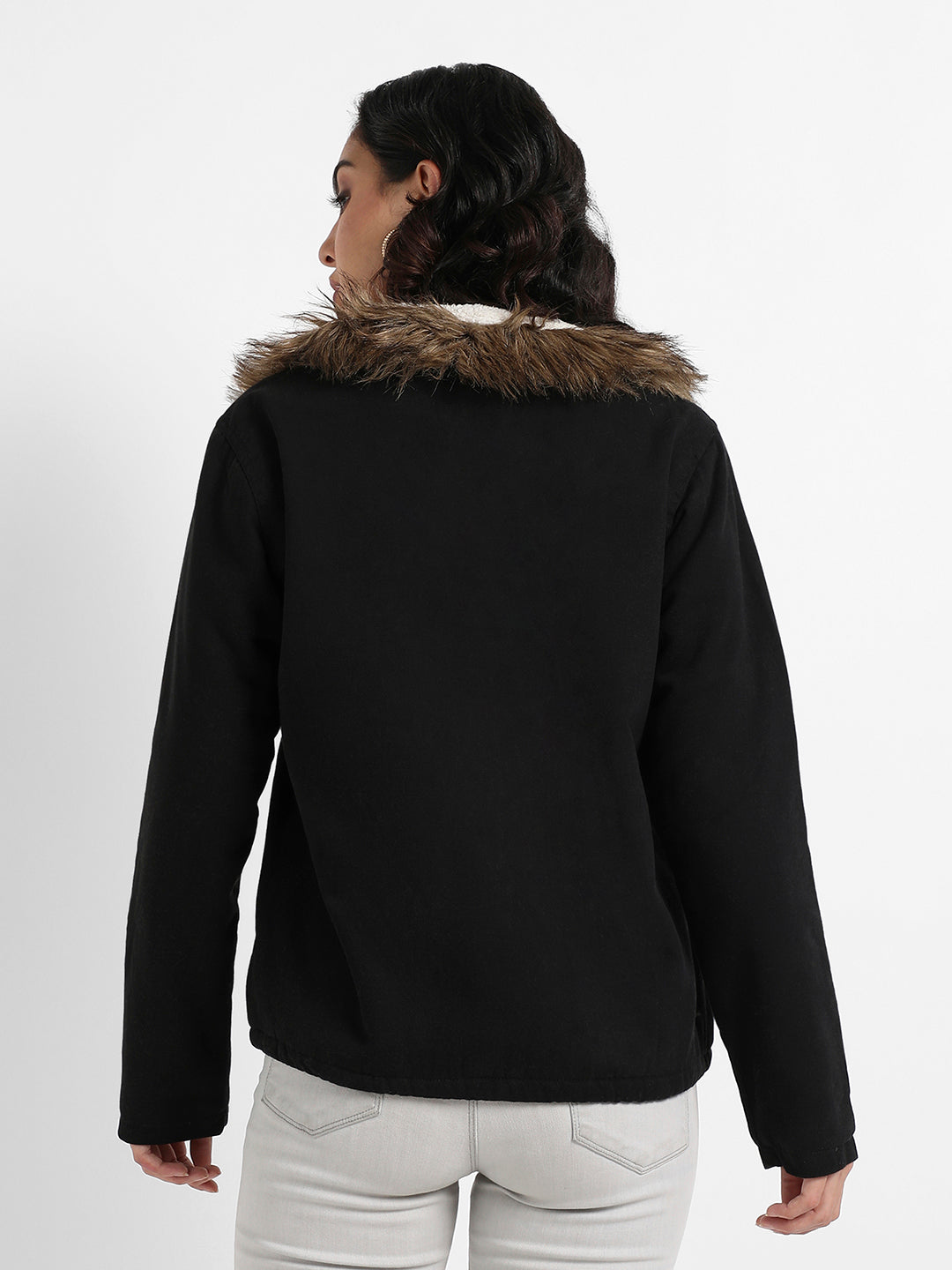 Zip-Front Jacket With Fur Details