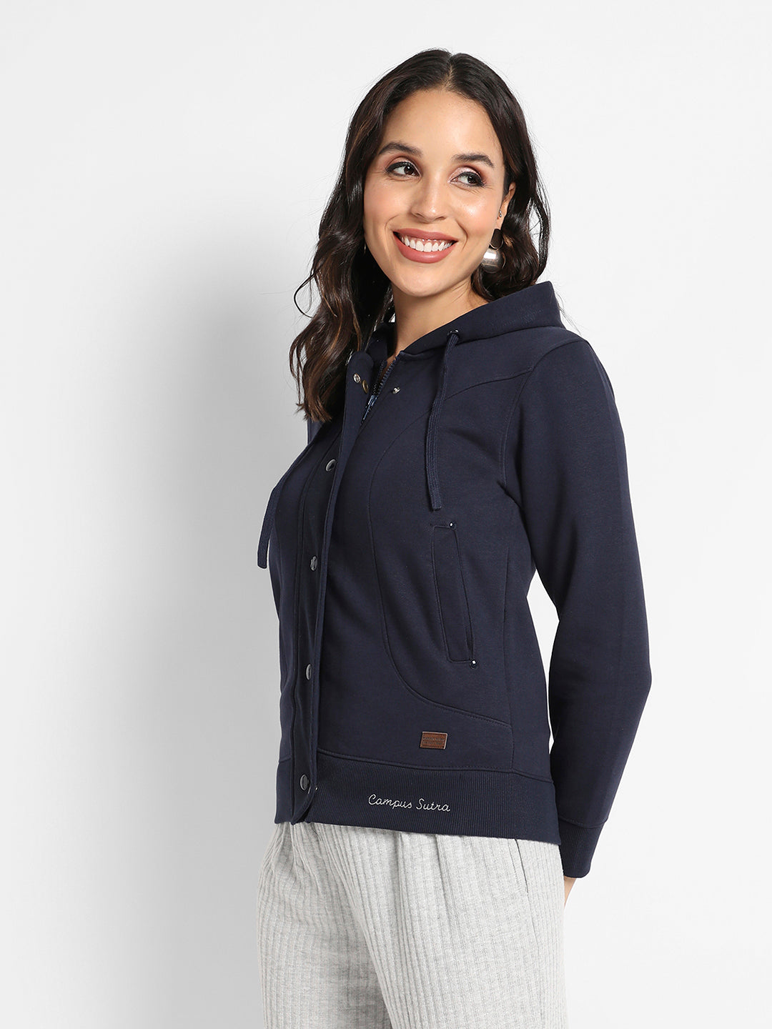 Hooded Jacket With Angled Open Pockets