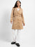 Beige Single-Breasted Long Coat With Belted Waist