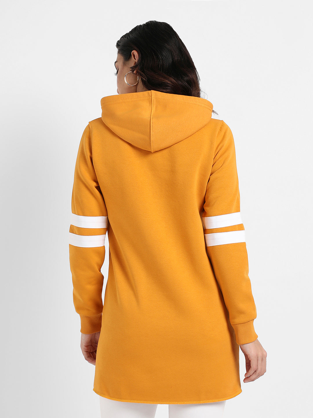 Pullover Hoodie With Contrast Stripe Sleeves