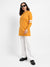 Mustard Yellow Pullover Hoodie With Contrast Stripe Sleeves
