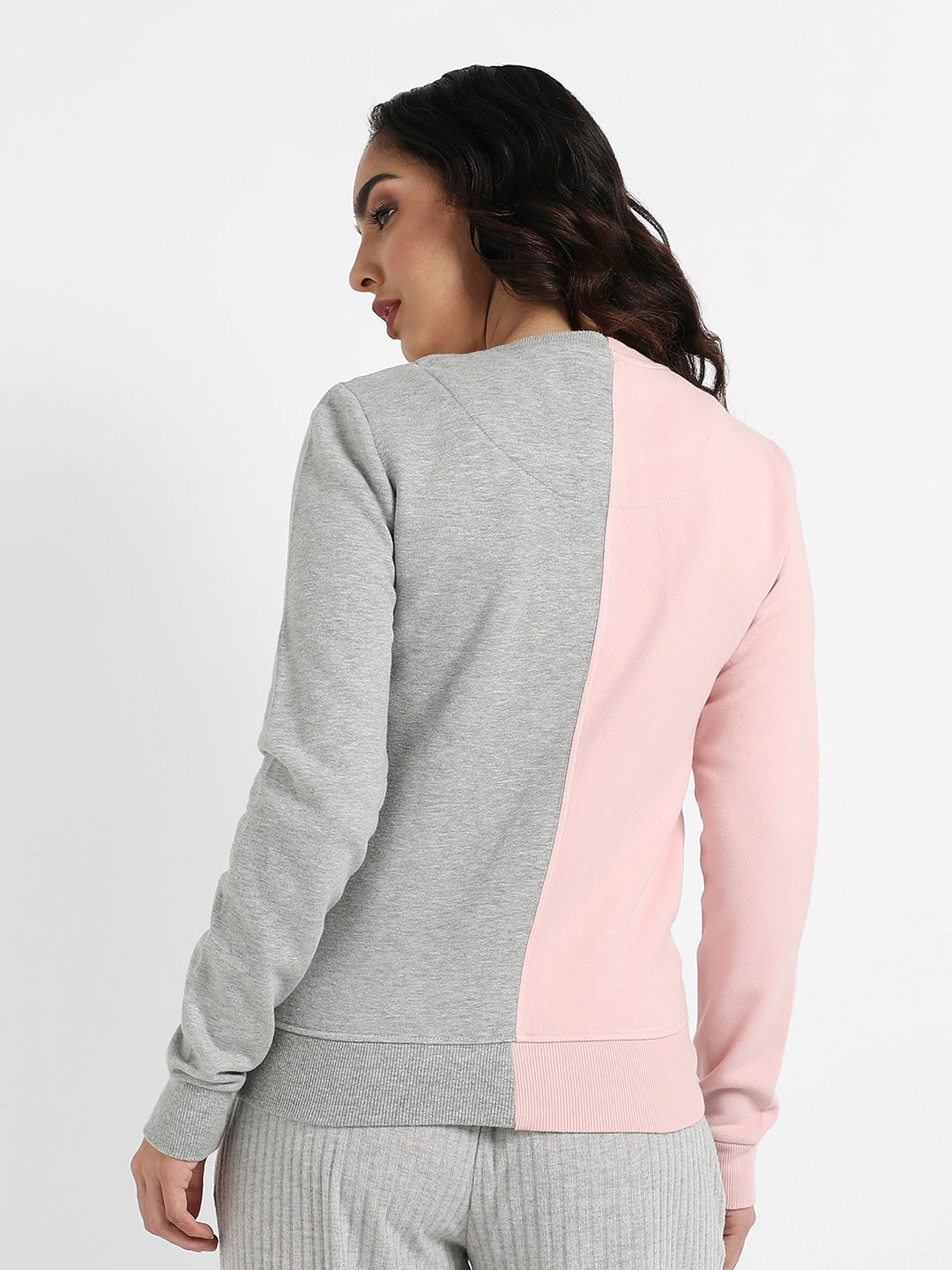 Colourblock Zip-Front Sweatshirt With Ribbed Hems