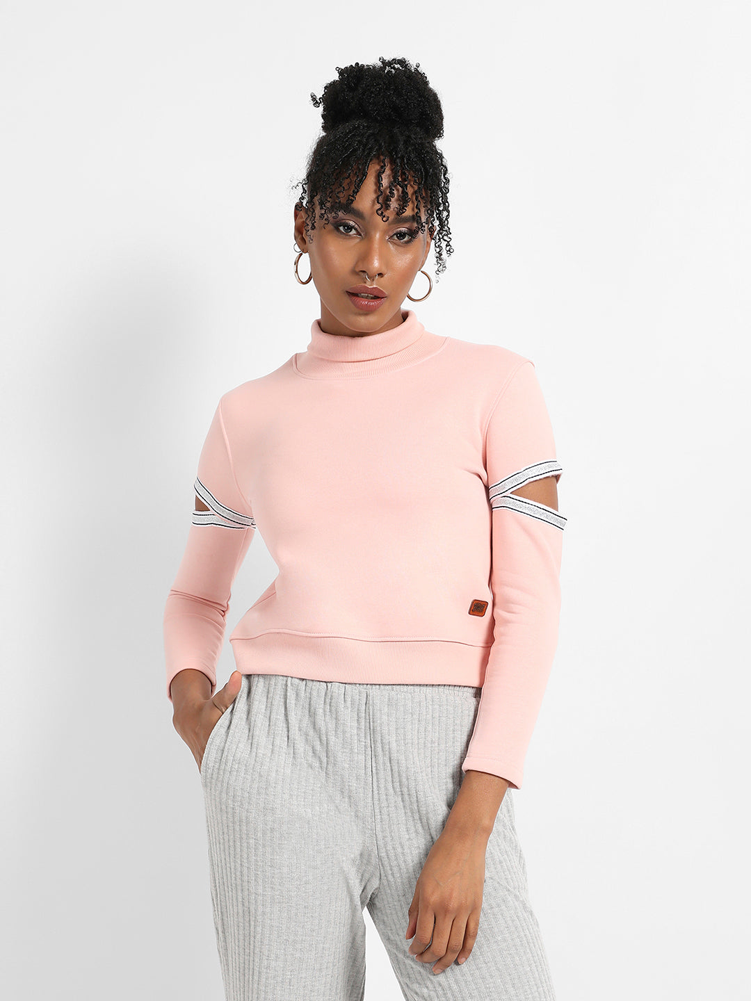 Pullover Sweatshirt With Cut-Out Sleeves