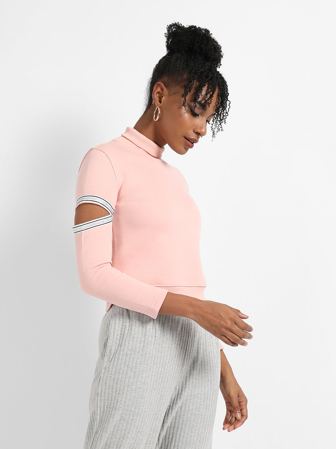 Pullover Sweatshirt With Cut-Out Sleeves