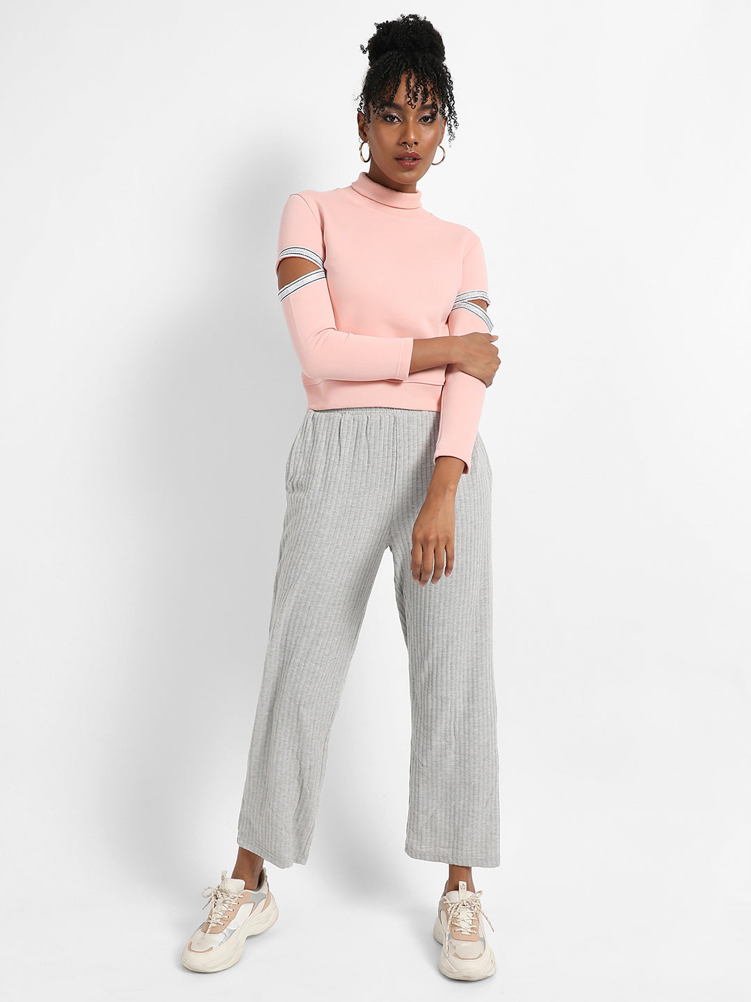 Pullover Sweatshirt With Cut-Out Sleeves