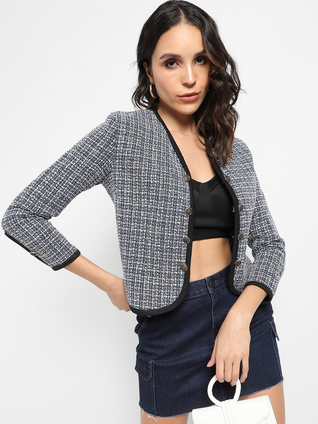 Textured Double Breasted Blazer