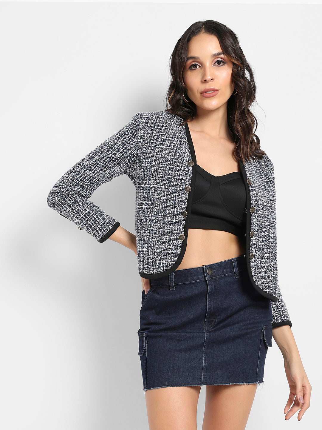 Textured Double Breasted Blazer