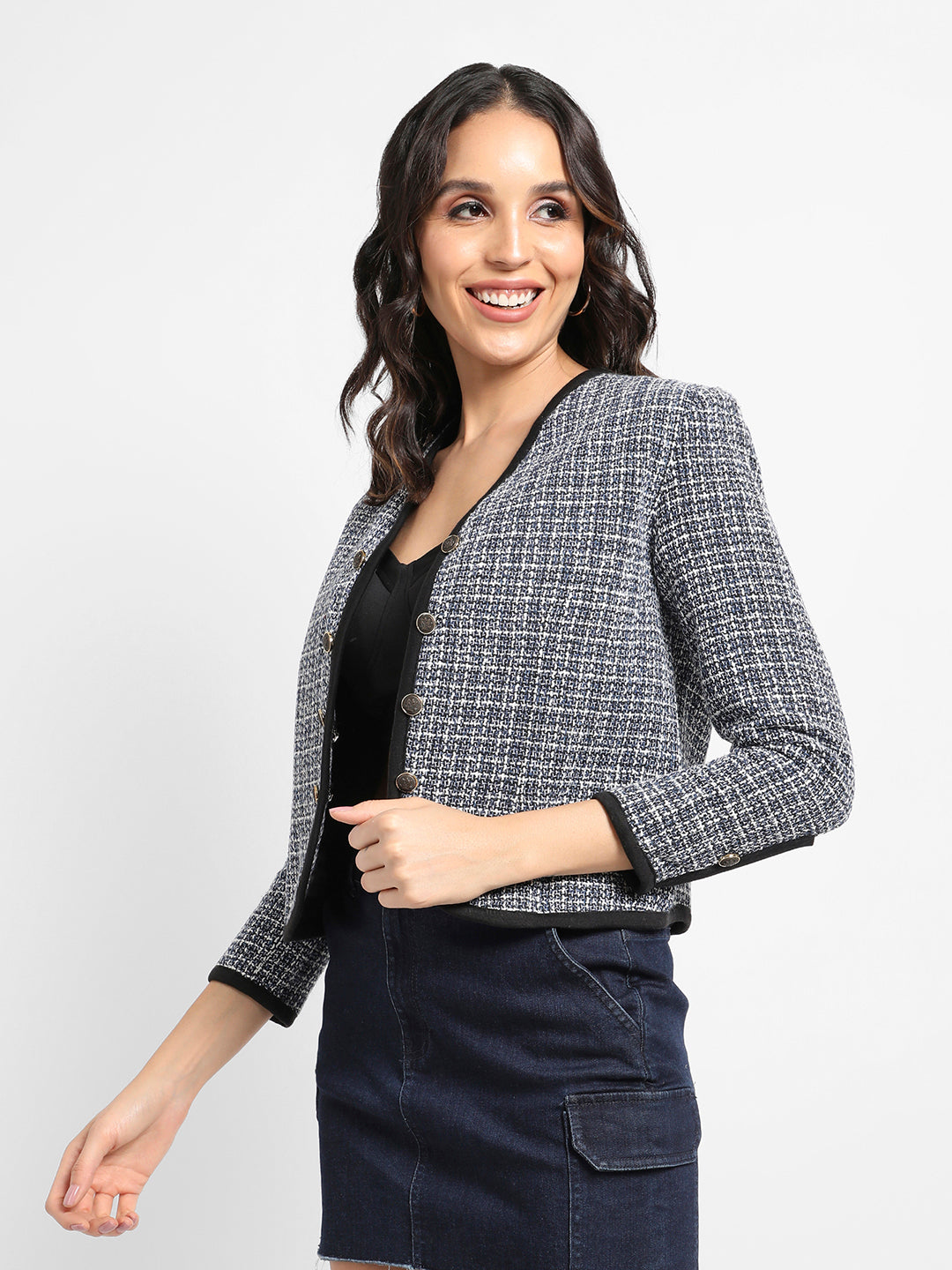 Textured Double Breasted Blazer