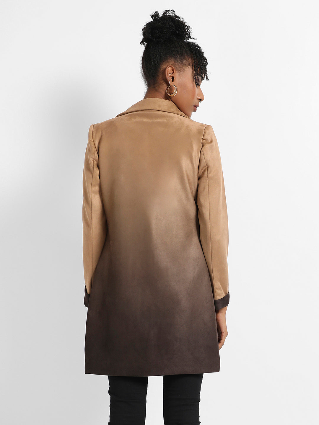 Ombre Long Coat With Flap Pocket