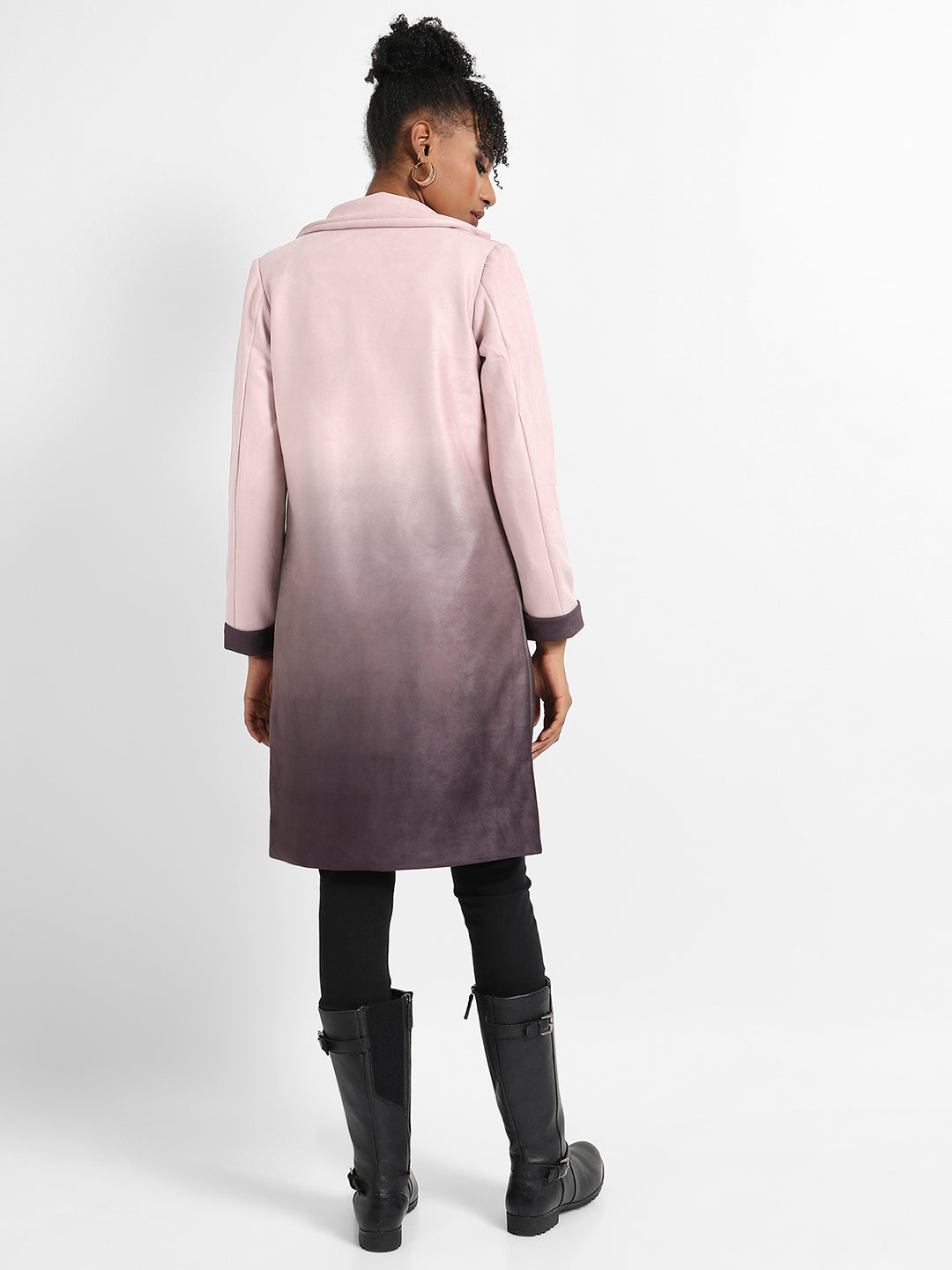 Ombre Long Coat With Flap Pocket