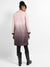 Pink & Purple Ombre Long Coat With Flap Pocket