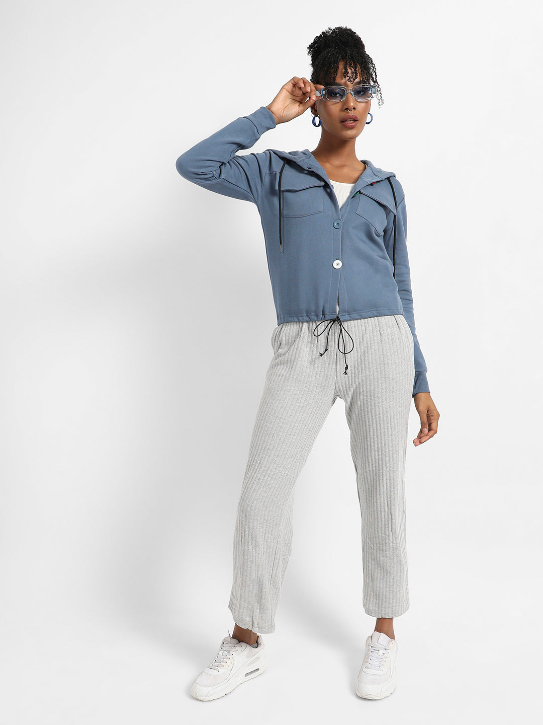 Flap Pocket Sweatshirt With Contrast Buttons