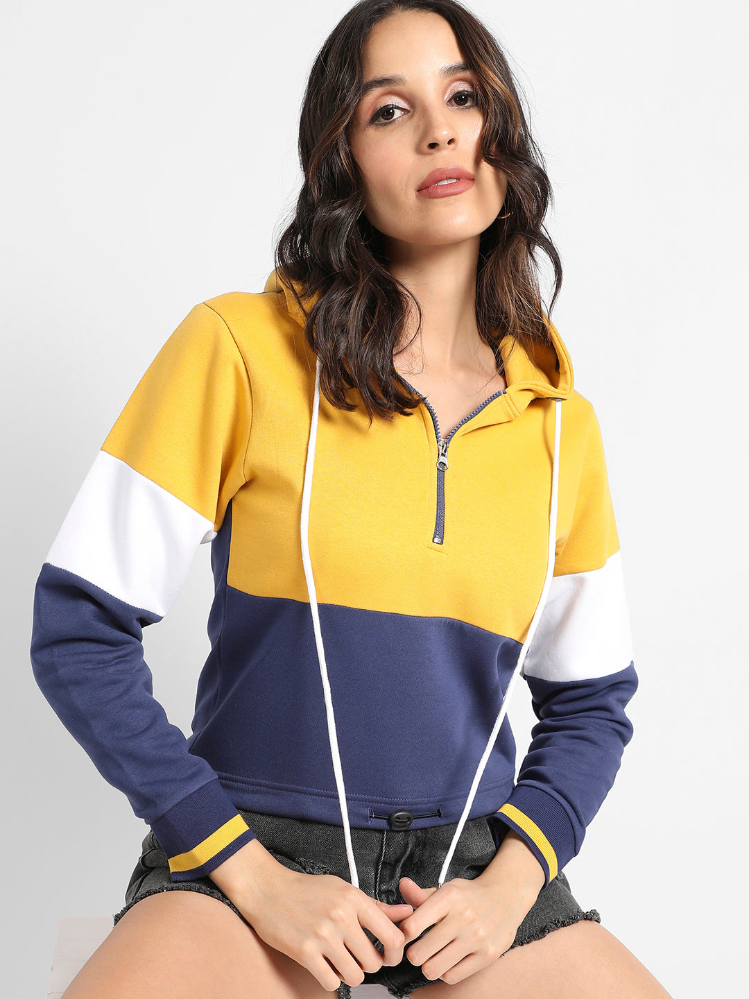 Zip-Front Hoodie With Contrast Panels