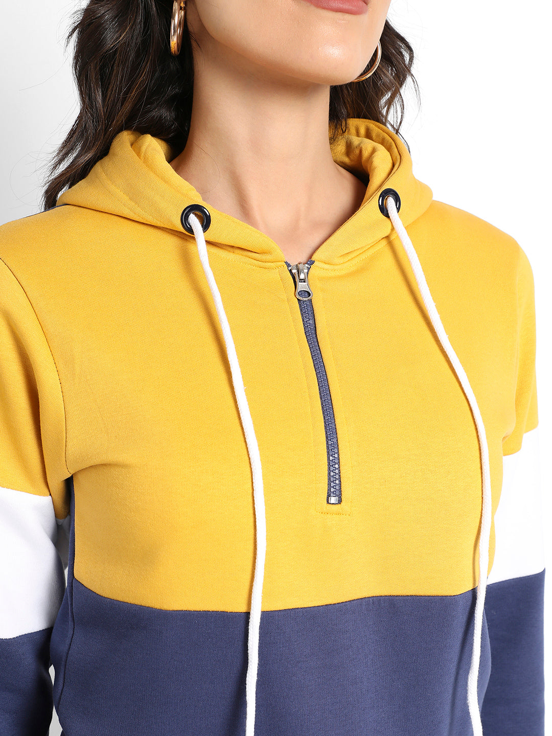 Multicolour Zip-Front Hoodie With Contrast Panels