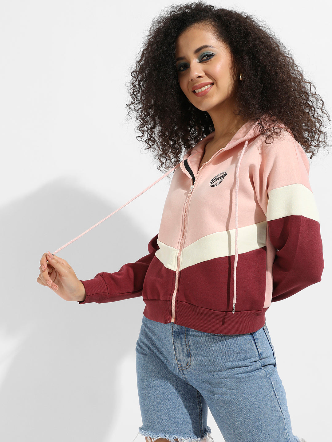 Colourblock Zip-Front Hoodie With Contrast Panels