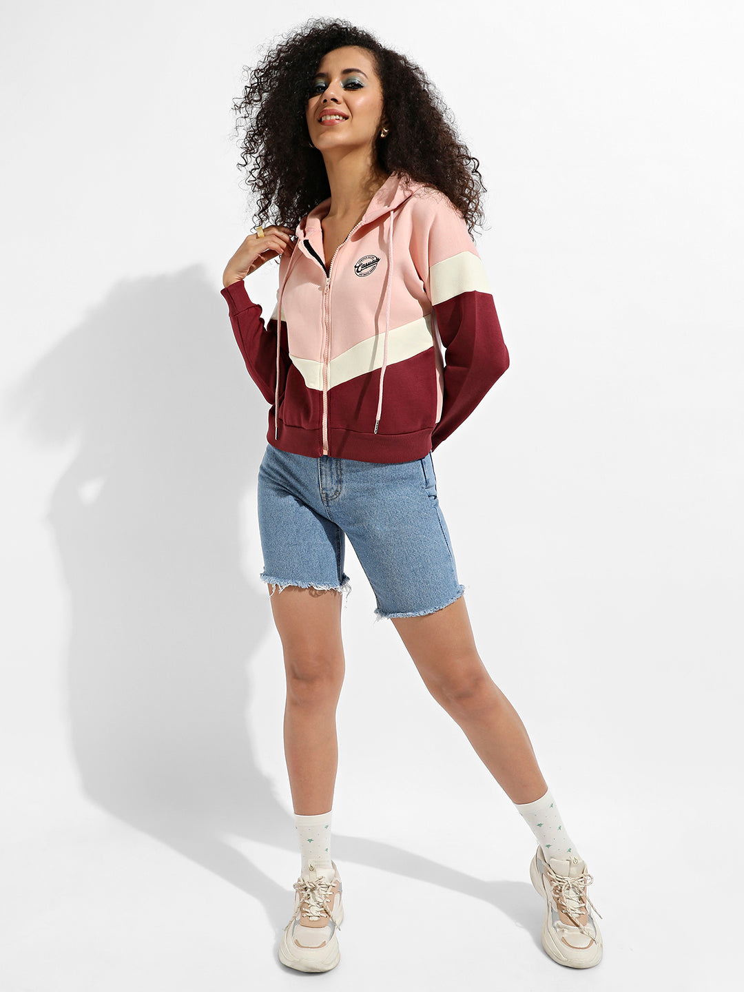 Colourblock Zip-Front Hoodie With Contrast Panels