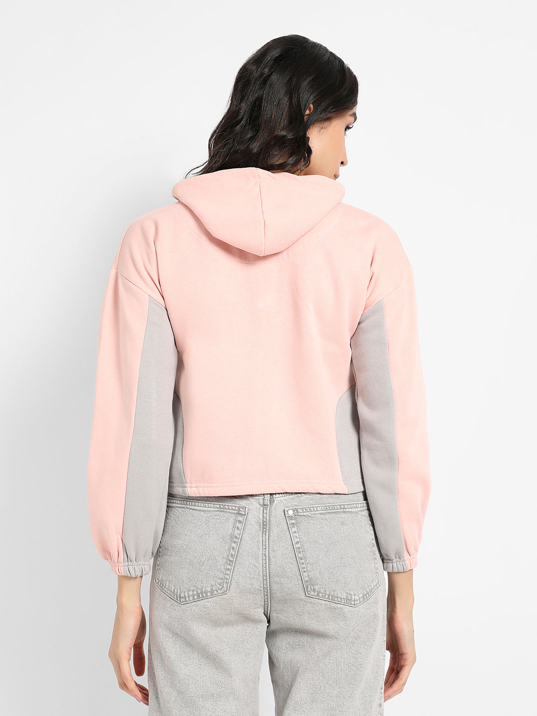 Colourblocked Crop Hoodie With Zip-Closure