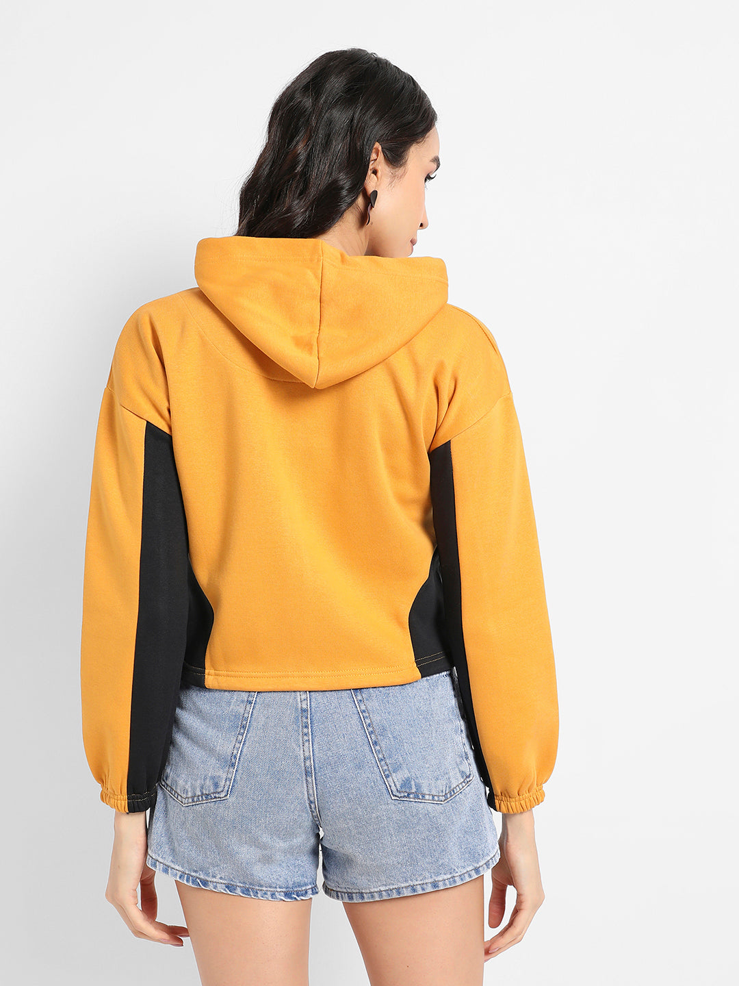 Colourblocked Crop Hoodie With Zip-Closure