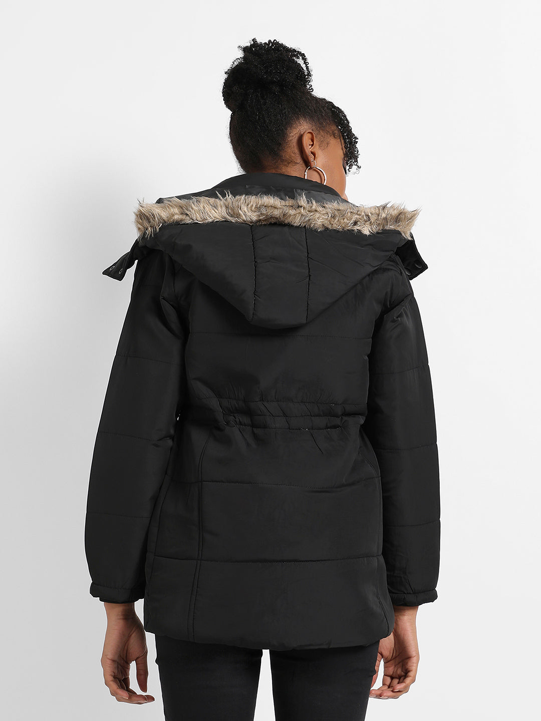 Puffer Jacket With Detachable Fur Hood