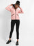 Light Pink Quilted Puffer Jacket With Zipper Insert Pockets