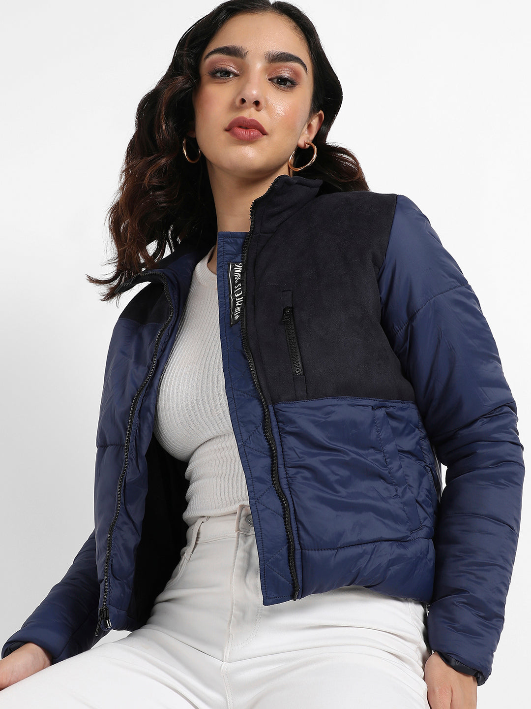 Bomber Jacket With Angled Open Pockets