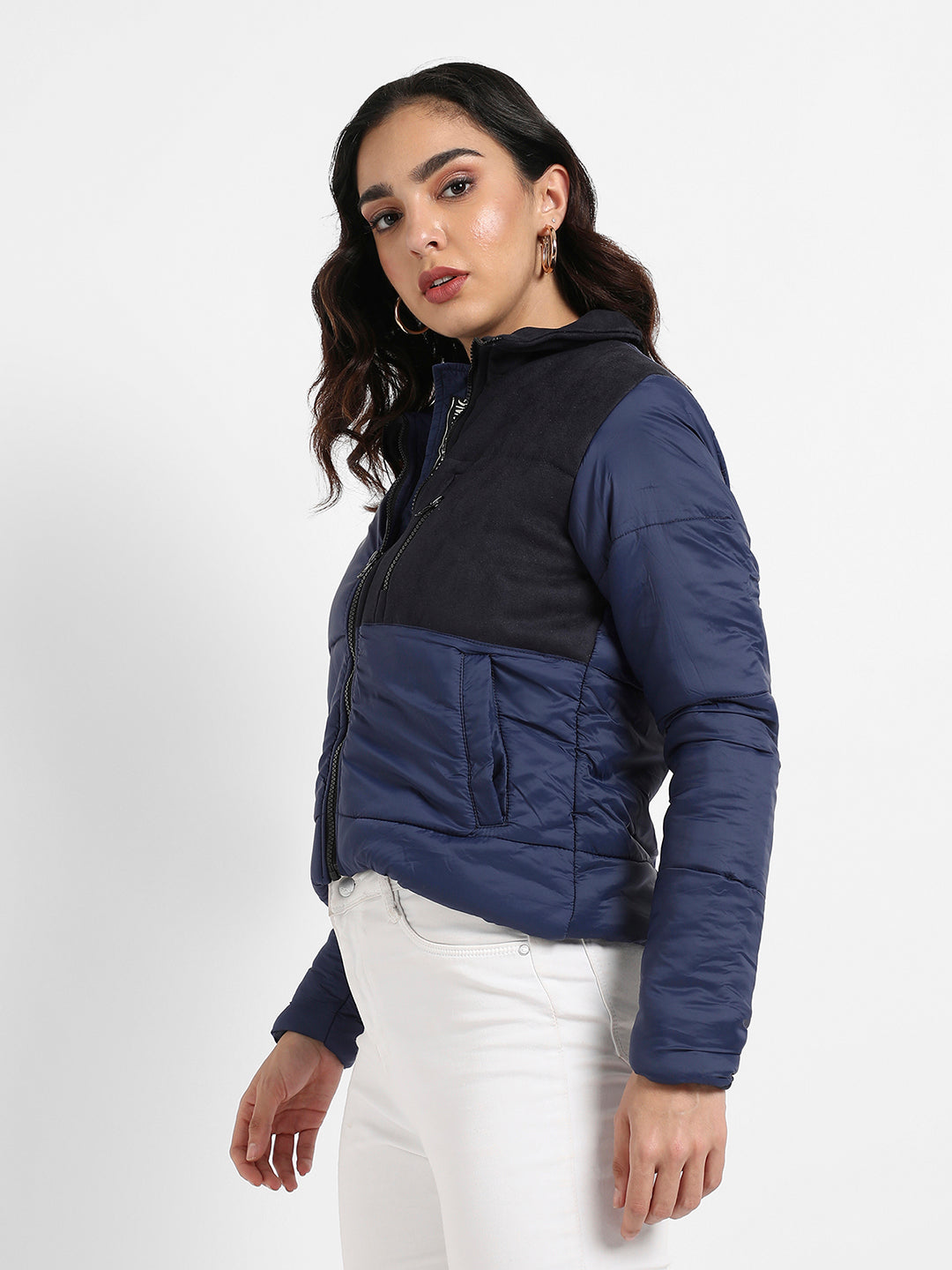 Bomber Jacket With Angled Open Pockets