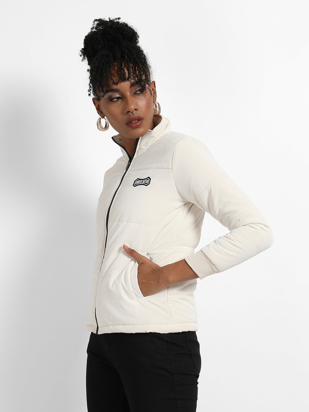 Zip-Front Bomber Jacket With Insert Pockets