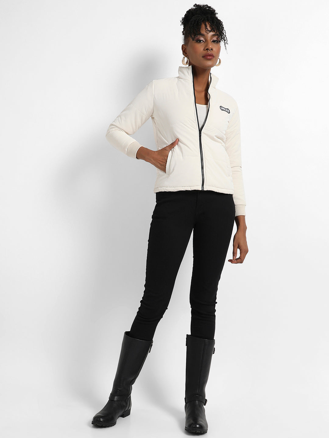 Zip-Front Bomber Jacket With Insert Pockets