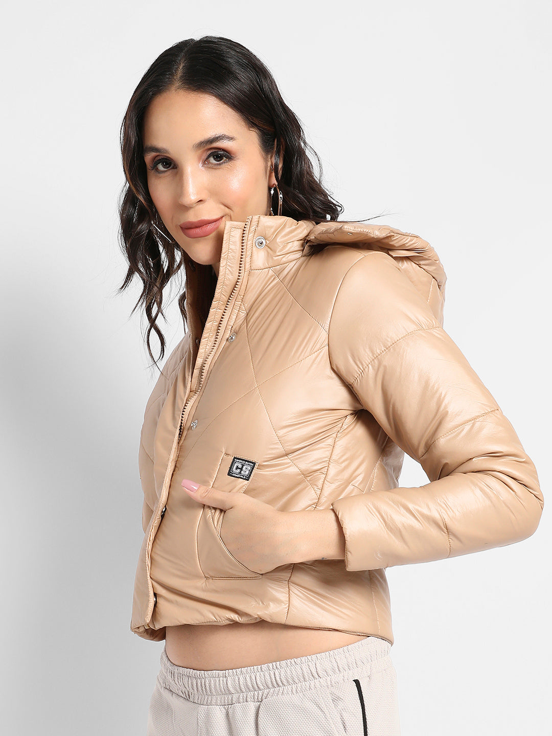 Quilted Bomber Jacket With Detachable Hood