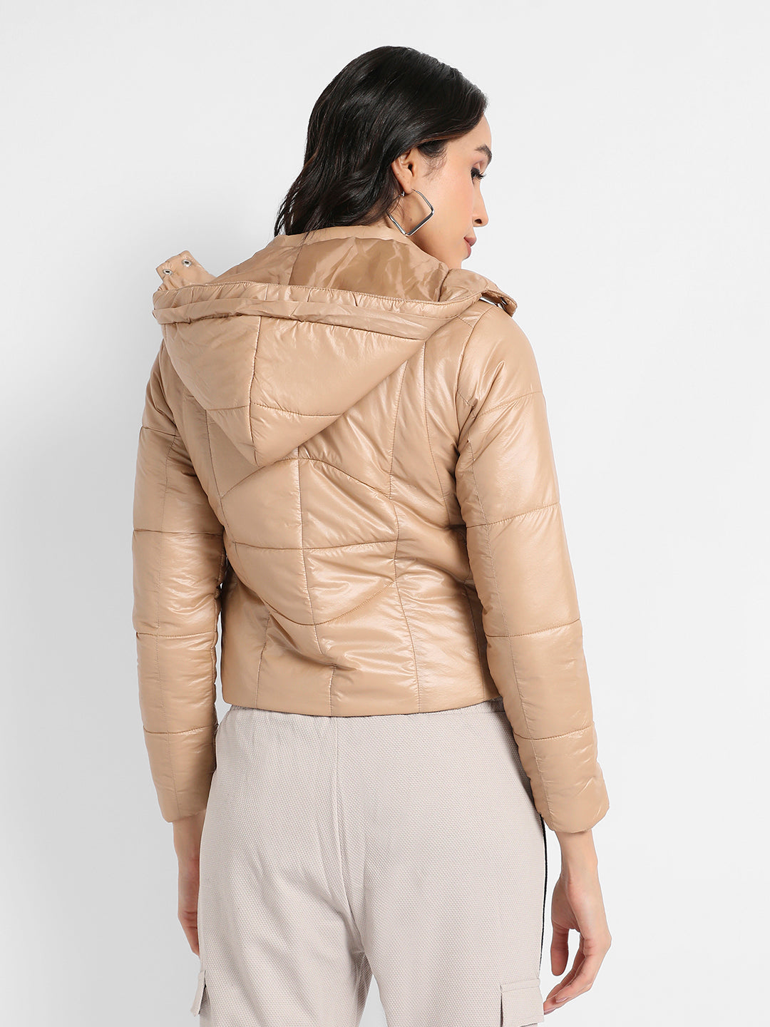 Quilted Bomber Jacket With Detachable Hood