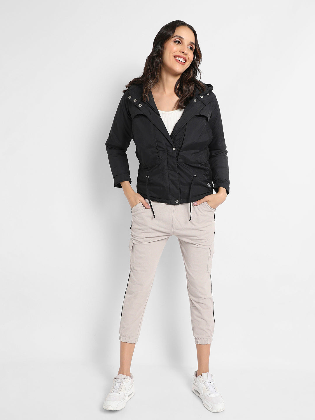 Puffer Jacket With Tie-Up Waist