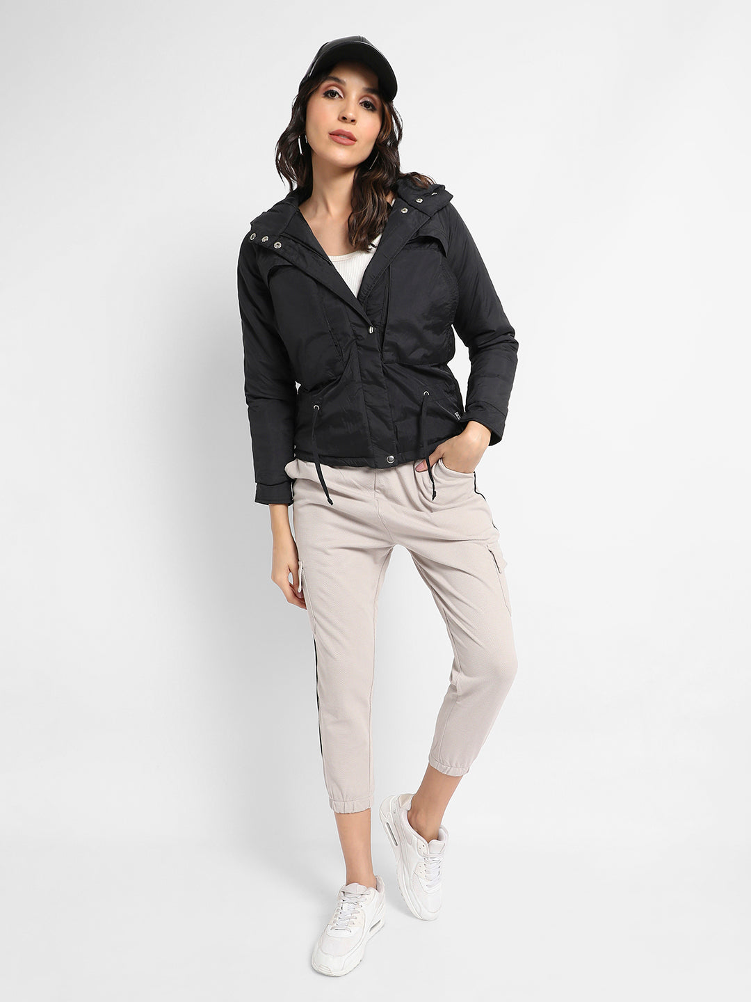 Puffer Jacket With Tie-Up Waist