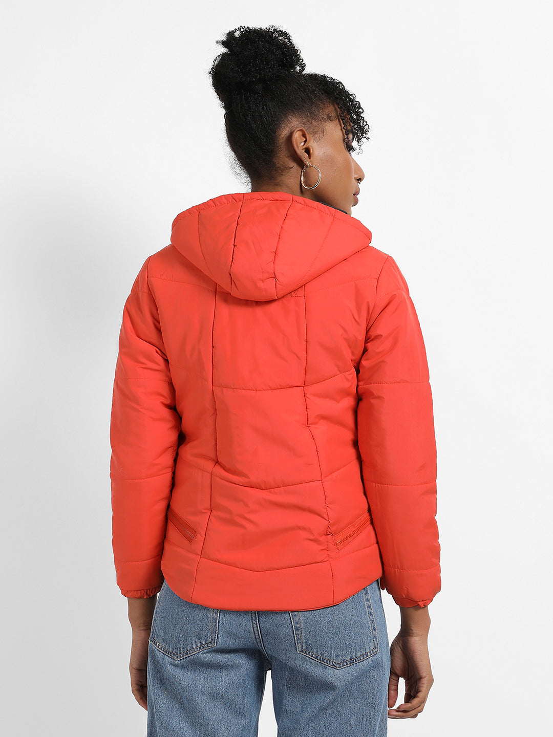 Quilted Puffer Jacket With Zipper Insert Pockets