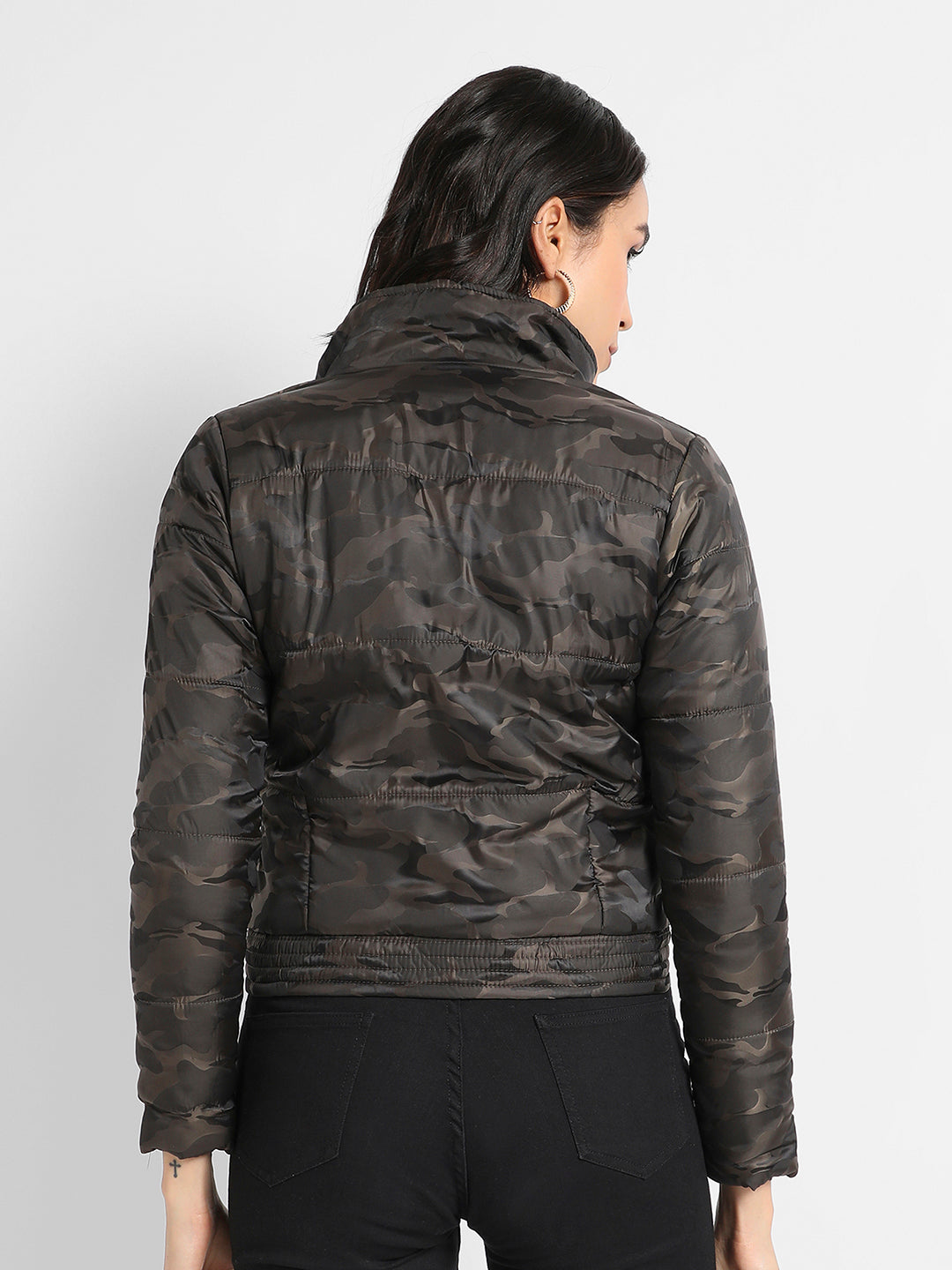 Camouflage Bomber Jacket With Flap Pockets