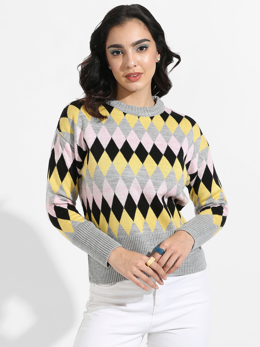 Argyle Knitted Pullover Sweater