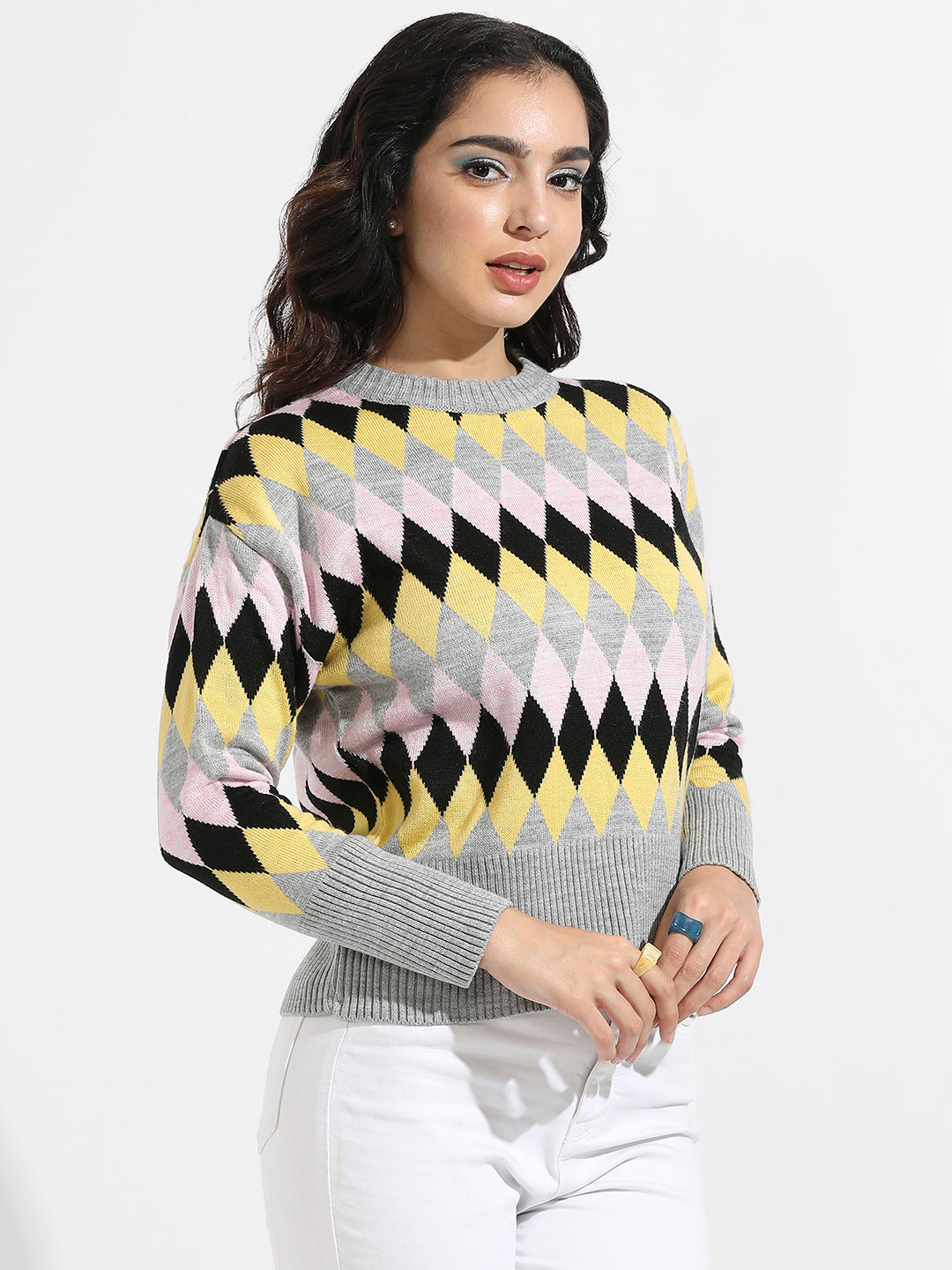 Argyle Knitted Pullover Sweater