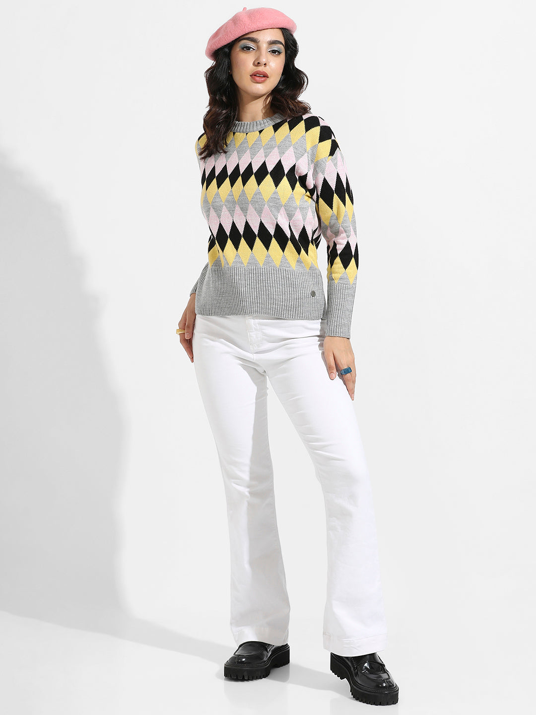 Argyle Knitted Pullover Sweater