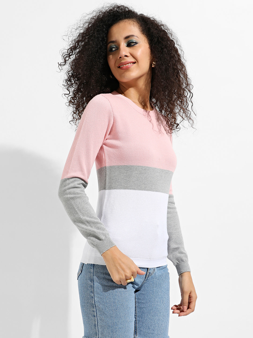 Pullover Sweater With Contrast Panels