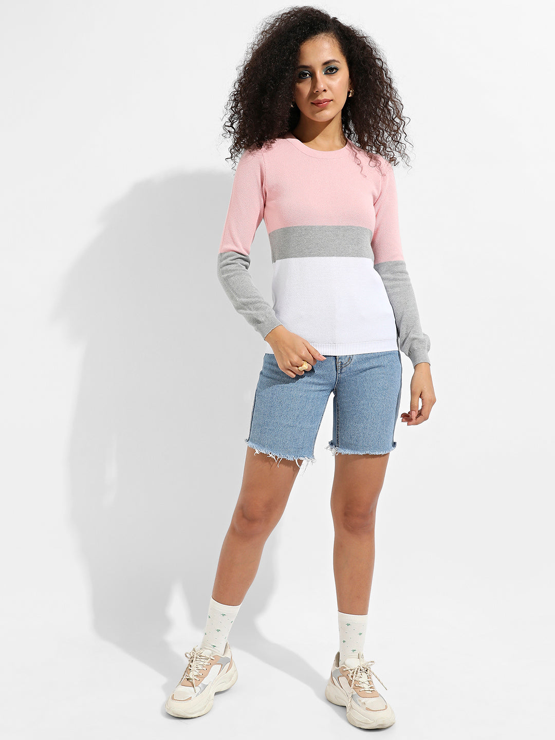 Pullover Sweater With Contrast Panels