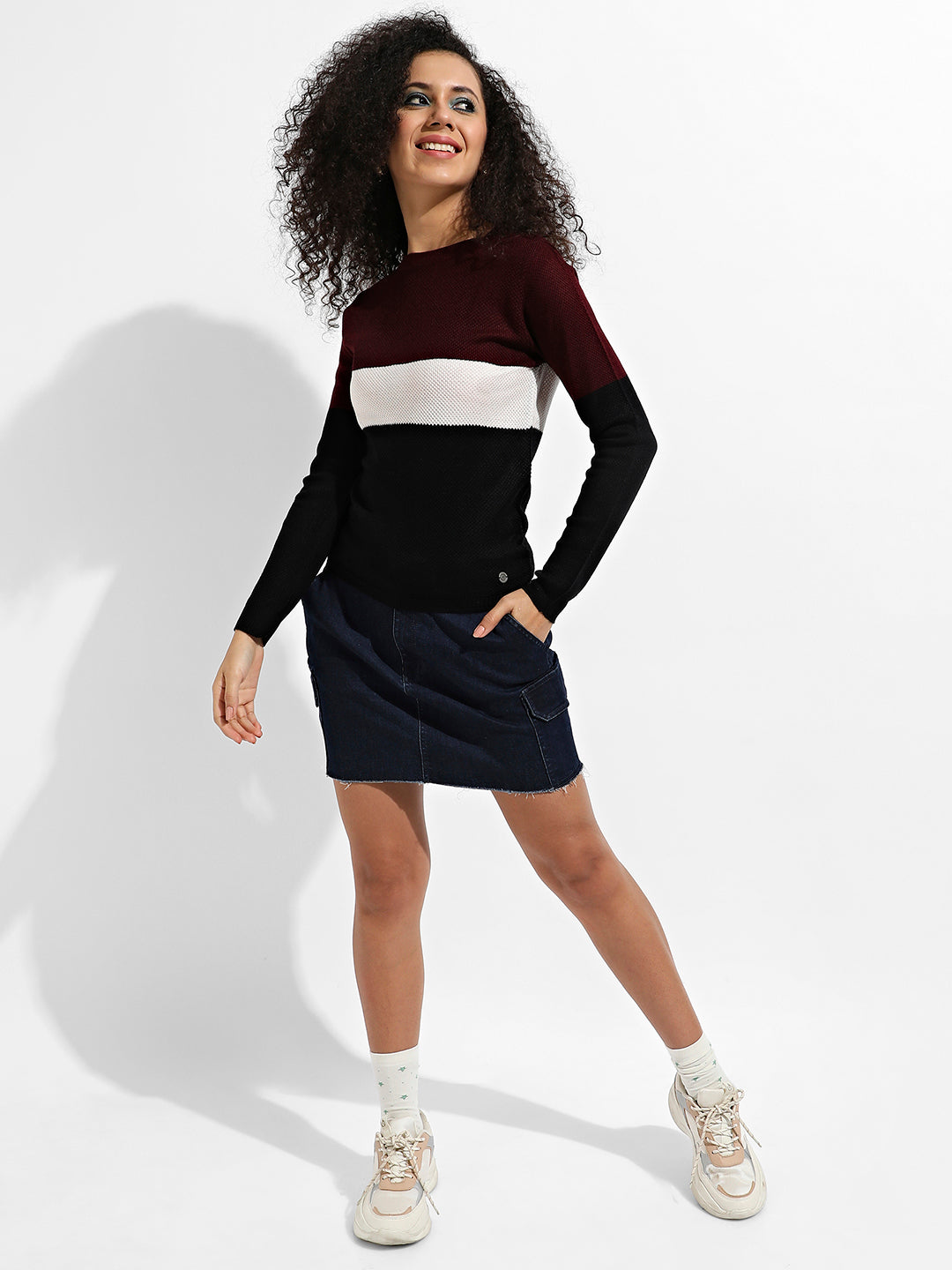 Pullover Sweater With Contrast Panels