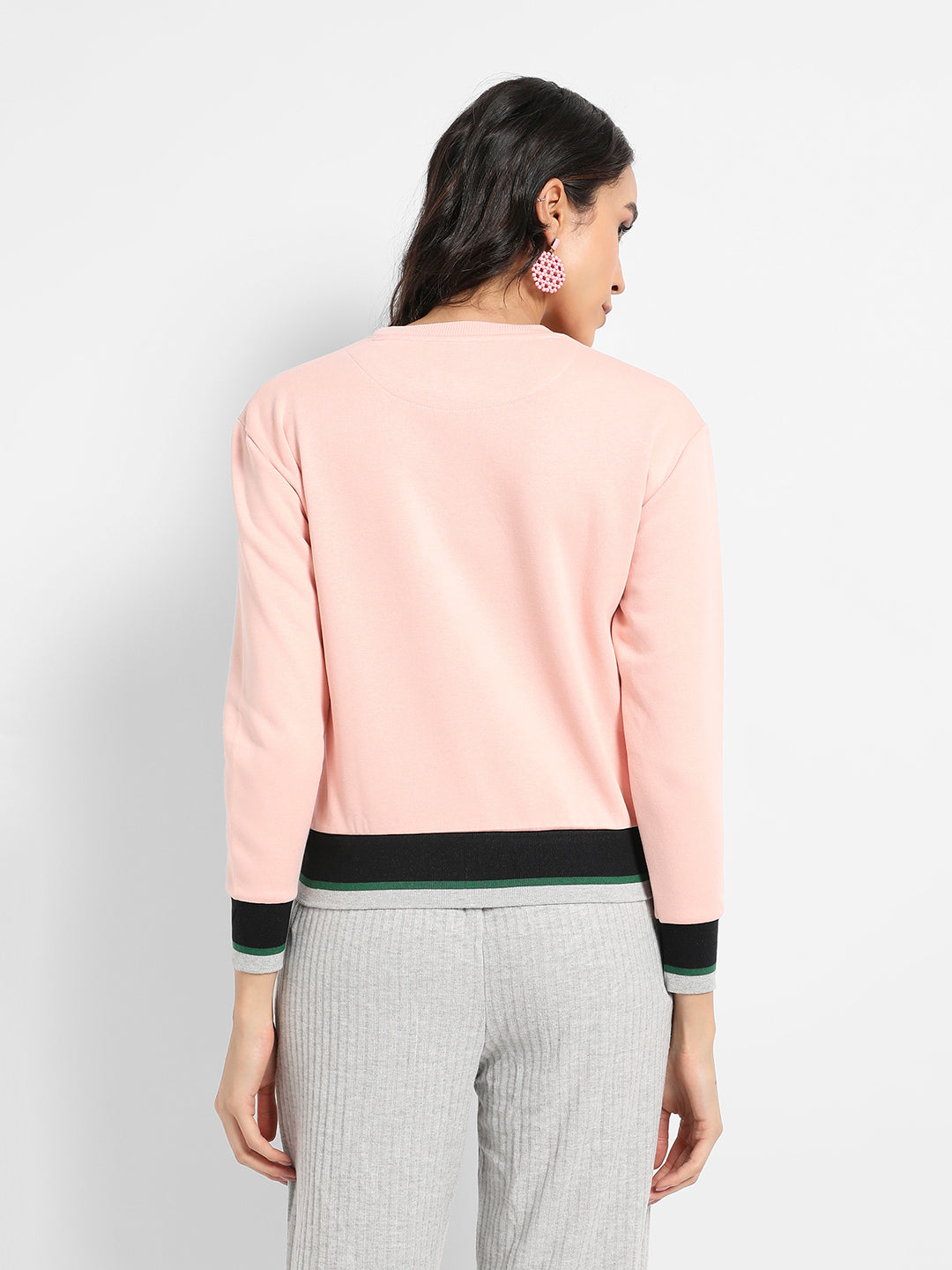 Chic Girl Pullover Sweater With Contrast Panel Hem