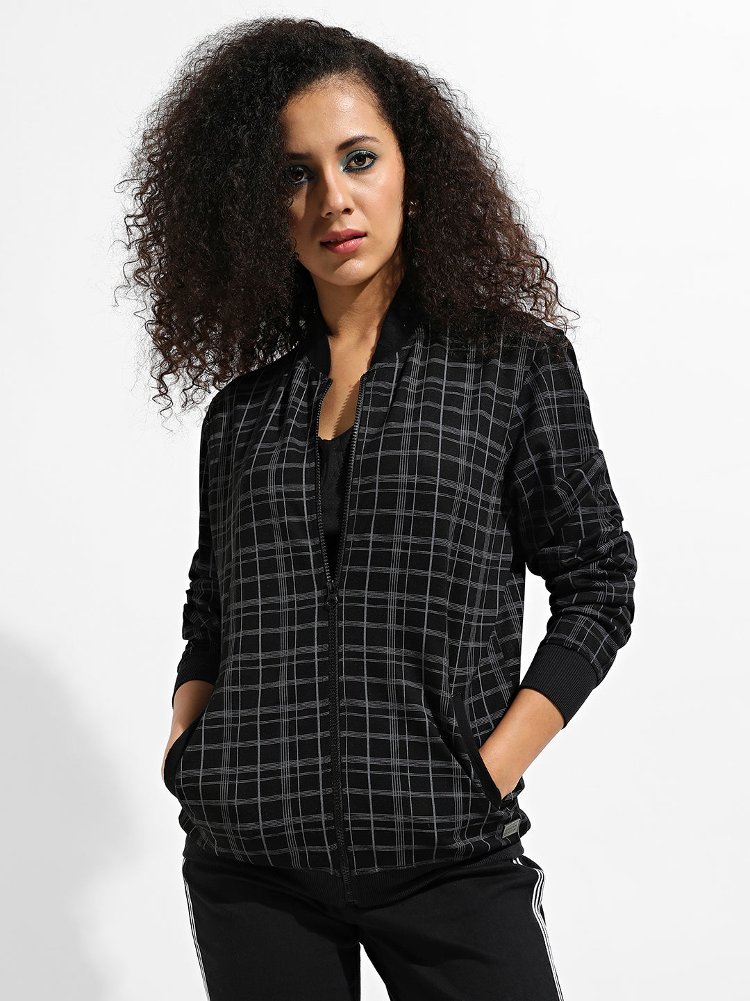 Tartan Plaid Jacket With Zip Closure