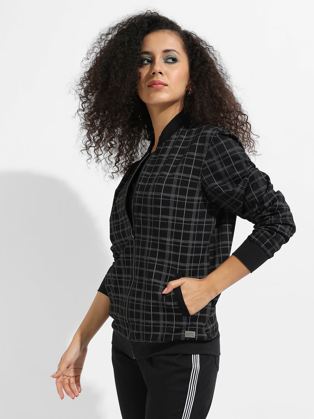 Tartan Plaid Jacket With Zip Closure