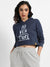 Navy Blue Adventure Pullover Cropped Hoodie